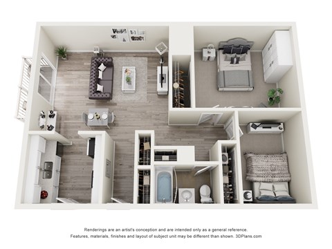 Floor plan for 2 beds, 1 bath, 1174 sqft